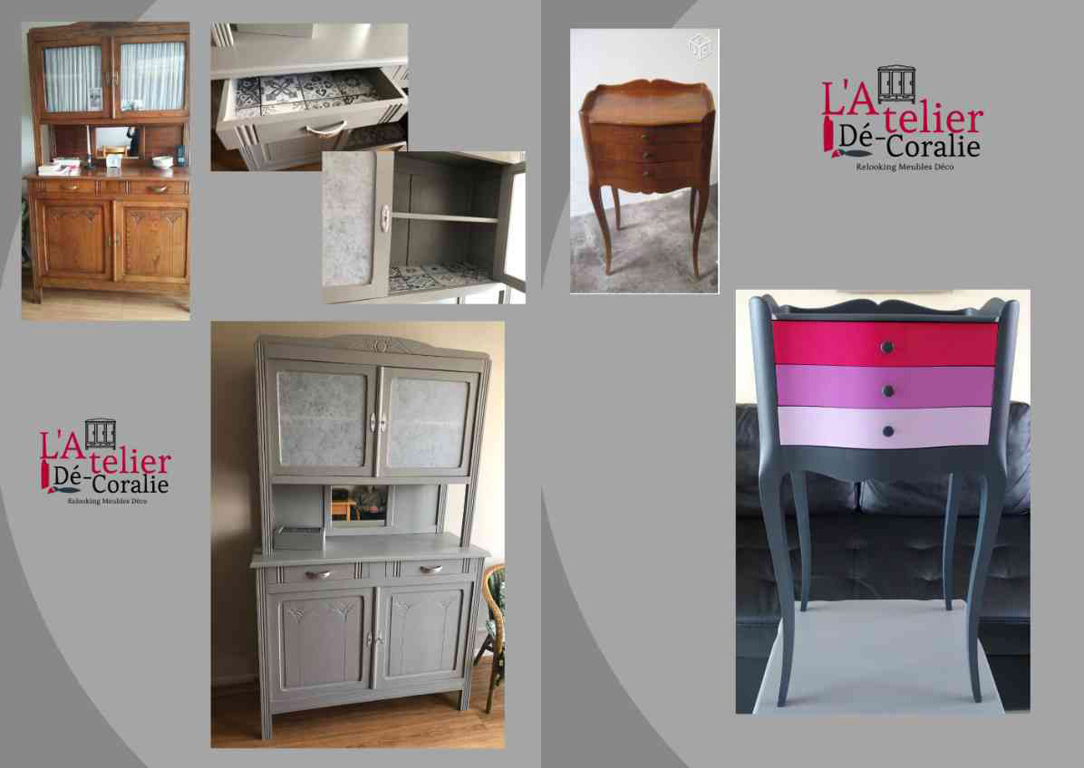 L’Atelier Dé-Coralie (EI) à Châteaubriant réalise le relooking déco de vos meubles : petites réparations, rénovation, peinture, effets de texture, retapissage, etc. 62