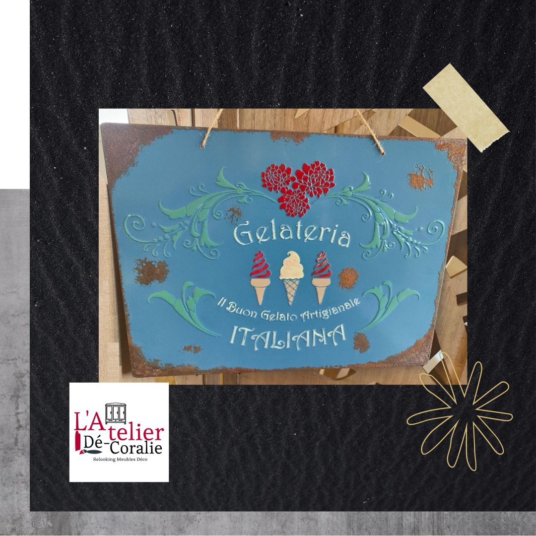 PLAQUE EMAILLE GELATERIA 20€ PLAQUE EMAILLE GELATERIA 20€